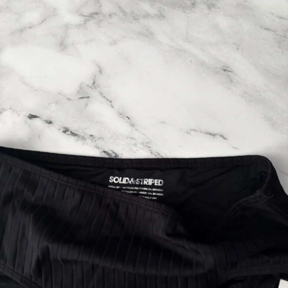 SOLID & STRIPED Black Ribbed High-Waist Bikini Bottom